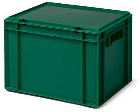 1a-TopStore Design Aufbewahrungsbox mit Deckel | Stapelbox stapelbar | 5 Farben | 8 Größen (40x30x28 cm, grün)