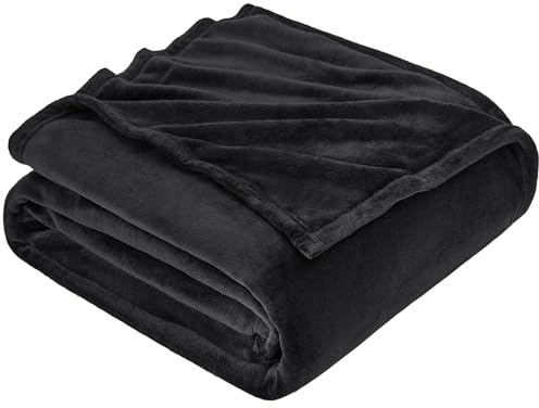 EHEYCIGA Fleece Blanket Black Throws for Sofas Fluffy Warm Soft Blanket for Bed Settees Armchairs, Fit All Season, Single, 130x165cm