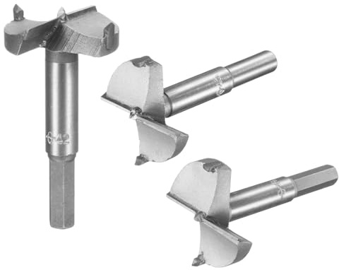 sourcing map Forstner Holzbohrer, 42 mm, 45 mm, 48 mm Durchmesser, Lochsäge, Hartmetall-Legierung, Stahlspitze, Rundschaft, Schneiden für Scharnier, Sperrholz, Holz, Werkzeug, 3-in-1 Set
