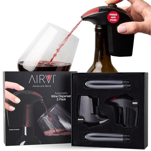 AirVi Distributore automatico e aeratore di vino 2 confezioni rosso e bianco, versatore per aeratore di vino elettrico, decanter di lusso per vino rosso e bianco (un'unità rossa e una bianca, 1