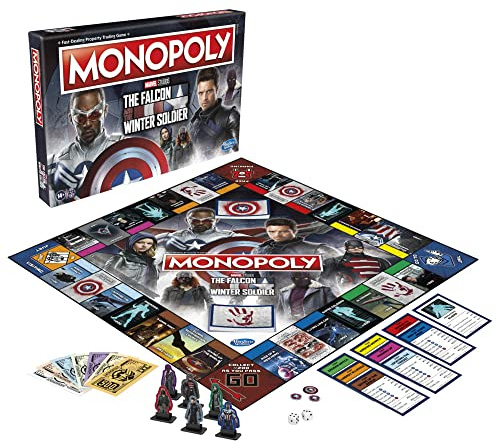 Monopoly: Marvel Studios The Falcon and The Winter Soldier Edition, Brettspiel für 2-6 Spieler, ab 14 Jahren, Mehrfarbig