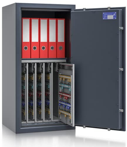 Secureo SafeHero Schlüsseltresor/Schlüsselsafe für 440 Schlüssel Osprey Key 6-C | Klasse 1 EN 1143-1 | Elektronisches Zahlenschloss | 5 ausziehbare Wände + 1 Fachboden | 1000x500x420 mm (HxBxT)