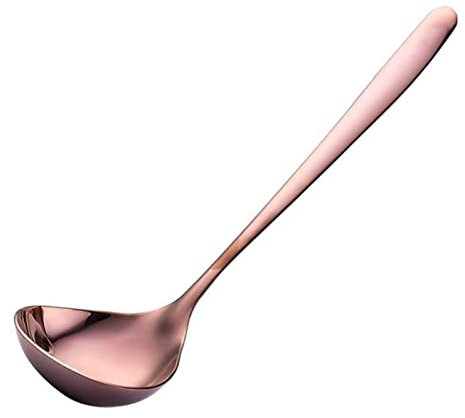 Fairnull Soup Dinnerware Ergonomic Devise Comfortable Hold Stainless Steel BPA Unrestrained Deep Head Stirring Ladle Kitchen Rose Gold