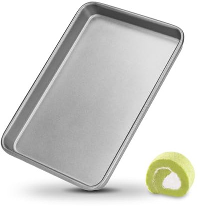 Teglia da Forno Rettangolare in Acciaio Inox Resistente Alle Alte Temperature Teglie Forno Antiaderente Riscaldamento Uniformemente Teglia Forno per Pane, Biscotti, Pizza e Torte(M)