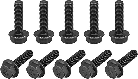 sourcing map M8-1.25x30mm Hex Serrated Flange Bolts 10.9 Grade Carbon Steel Screws 10pcs