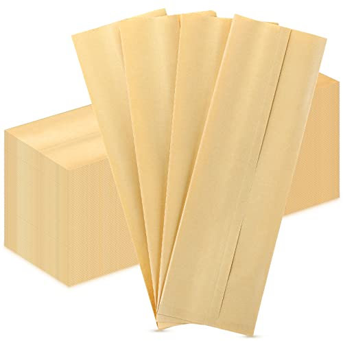 200 Pcs Brown Sandwich Bag 3.1 x 9.8 Inch Churro Bags Kraft Paper Silverware Bags Grease Resistant Paper Cookie Bags Disposable Silverware Sleeves for Cutlery Utensils Bakery Treats Candy Cookies