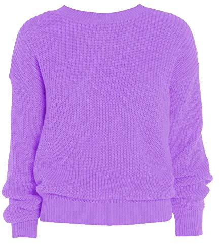 LUXE DIVA Oversized New Ladies Womens Chunky Baggy Jumper Knitted Sweater Thick Top S-3XL 8-26 Lilac