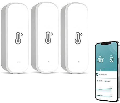 Wifi Tuya Smart Temperature and Humidity Sensor, Smart Hygrometer Thermometer for Alert, No Hub Required, Compatible with Alexa and Google Home, for Home, Baby, Garages, Intelligent Linkage