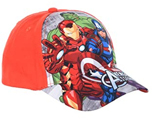 Marvel Avengers Hut für Jungen, Baseball Kappe, Hulk Capitan America Iron Man Design, Sommermütze, Geschenk für Jungen, Verstellbare Hut | Rot