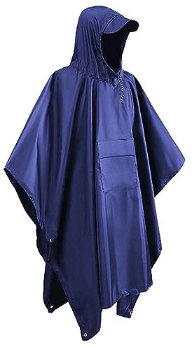 HOOUDO Regenponcho Damen und Herren Wasserdicht Regenjacken Regencape Unisex Regenponcho Fahrrad Poncho 3 in 1 Multifunktionaler Regenmantel für Jagd Picknick im Freien Trekking Camping Angeln