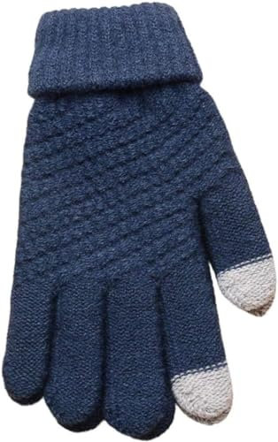 FLYIFE Unisex-Erwachsene Handschuhe Womens Strickhandschuhe Womens Winter Baumwollhandschuhe Einfache Glamouröse Warme Mode Outdoor Gemütliche Strickhandschuhe/Blau/M