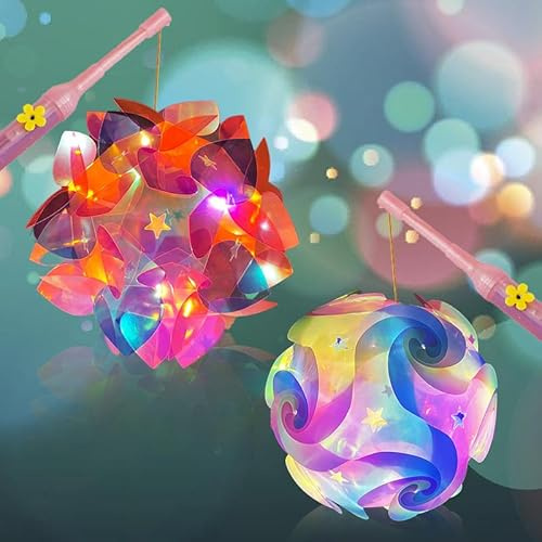 2Pcs Martinslaterne mit Laternenstab,Tragbare Multicolor Laterne für Kinder,Laternenstab Kinder,Selbstgebaute Laterne Multicolor Laterne für Halloween, Weihnachten,Kinderpartys,Geburtstage