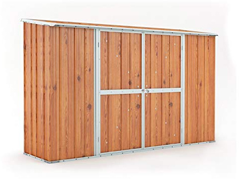 Notek Box in Acciaio Zincato Casetta da Giardino in Lamiera 3.07 x 1.00 m x h1.92 m - 67 kg – 3,07 Metri Quadri – Legno