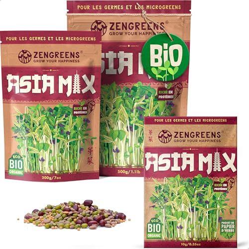 ZenGreens® - Eko asia groddfrö mix - Välj mellan 10, 200g och 500g - asia mix groddfrö - groddfrö mix för asiatisk mat - Microgreens - för groddburk