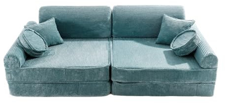 MEOWBABY Kindersofa – Spielsofa für Kinder – Weiche Klappsofa mit Schlaffunktion – Kuschelecke für Kinderzimmer, Aesthetic, Türkis