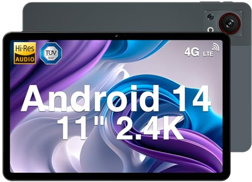 DOOGEE T30SE 2024 Newest 11'' Android 14 Tablet, 9GB+128GB/1TB TF Octa-Core, 2.4K Display, 8580mAh, 4G-LTE, Bluetooth 5.0, 2.4G/5G WiFi, 13MP+5MP, GPS, Type-C, Metal Body - Gray
