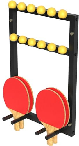 An der Wand montierter Tischtennis-Präsentationsständer, Ping-Pong-Schläger-Organizer, Aufbewahrungshalter für 6 Schläger und 12 Bälle, für Pausenraum/Barraum/Keller im Büro