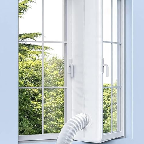Btstil Klimaanlage Fensterabdichtung, Fensterabdichtung für Mobile Klimageräte mit Reißverschluss, Klebeband, Hot Air Stop zum Anbringen an Fenster, Dachfenster, Flügelfenster Klim (300CM)