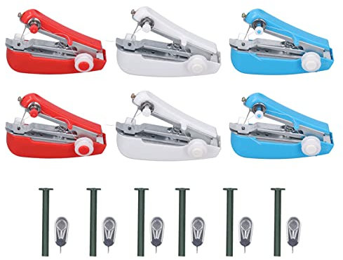 ANKROYU 6-teilige Handnähmaschine, tragbare Mini-Nähmaschine, vielseitiger Anti-Rost-Stichhefter für Zuhause, Outdoor, Reisen, Nähen von Kleidung