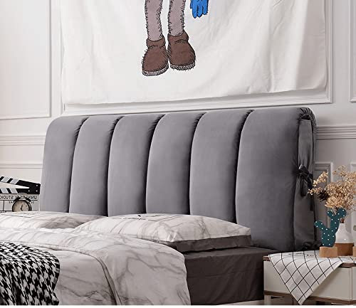 Bett kopfteil bezug Kopfteilbezug für Doppelbett Einzelbett niederländischer Samt-Kopfteilbezug verdickter Antikollisions-Kopfteilbezug Moderne Dekoration Beige-180 x 60 cm