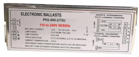 FANNIXI Ballast électronique Ballasts électroniques de Lampe PH2-800-2/75U T5 for 1 Lampe 95W-150W ou 2 Lampes 2X35W-75W avec indicateur