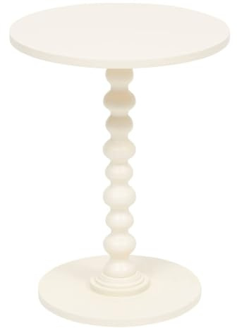 Table à café Table d'appoint Bois Blanc Ivoire D 38 cm - Atmosphera
