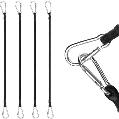 URAQT Gummibänder mit Haken, 4 Stück Bungee Cords with Steel Carabiners, Vielseitiger Expander mit Haken, Gummispanner für Gepäck, Fracht und Meh, 60cm Gummiseile