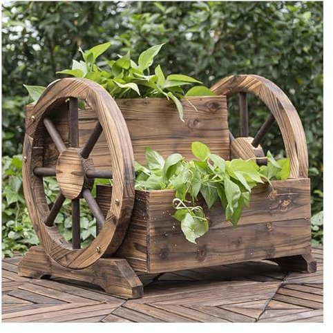 Soporte para Plantas de Interior, Soporte para exhibición de Flores, Banco para macetas de Exterior de Dos Capas, Mesa de Trabajo de jardín con Ruedas, Almacenamiento Inferior y Respaldo enr