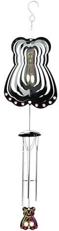 -drehendes Windspiel, Windspiele im Freien - Metall Wind Spinner Dekoration Anhänger Herz Bär Windspiele,Drehbare Garten-Windspiele, Fensterbehänge, Ornament, Windspiel-Anhänger