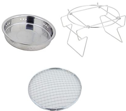 BHFYOB Rundes Grillrost aus Edelstahl, zusammenklappbar, Lagerfeuer, Grillkohle