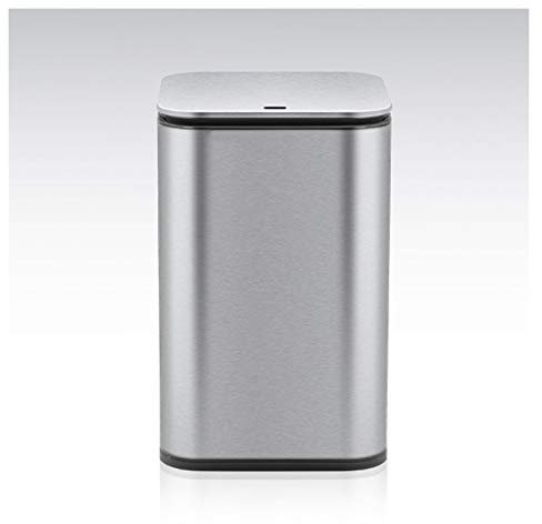 PLMNBQWE Poubelle Poubelle Poubelle à Induction Automatique en Acier Inoxydable avec Couvercle Poubelle carrée de 12 L, Couvercle à Ouverture/Fermeture Douce et Douce (Argent 9 L)