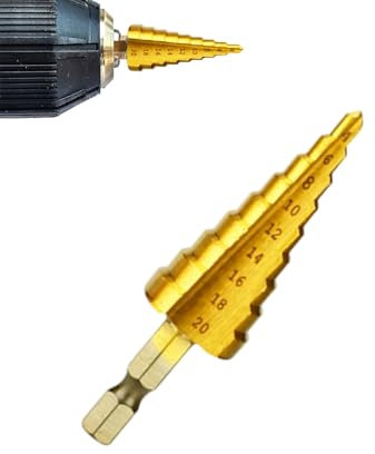 LOZTBUE 1 pezzo punta conica in metallo, punta a spirale per trapano, punta a gradino da 4-32 mm, acciaio inox, plastica