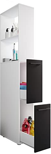 VCM Badmöbel Hochschrank 25x50x183 cm 2 Türen Badezimmerschrank | Viel Stauraum für Handtücher und Pflegeprodukte - im Badezimmer oder Gäste-WC - für Familien und Singles - Holzwerkstoff