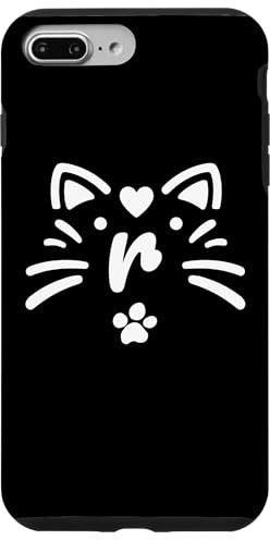 iPhone 7 Plus/8 Plus monogram initials letter r cat heart shape kitten lovers art Case