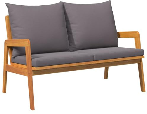 vidaXL Bistrogarnitur mit Kissen 2 pcs Öl-Natur Massivholz Akazie, Al Fresco Set, modernes Outdoor-Design, rustikale Holzmöbel, minimalistische Gartenstühle, wetterfestes Terrassensitz