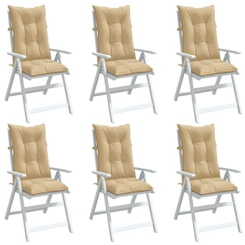 Xichuzi Hochlehner-Auflagen 6 STK. Melange Beige 120x50x7 cm Stoff, Liegenauflage, Auflage Gartenliege, Sitzkissen Gartenmöbel, Bankauflage, Stuhlauflage Für Hochlehner, Sitzauflagen - 4002357