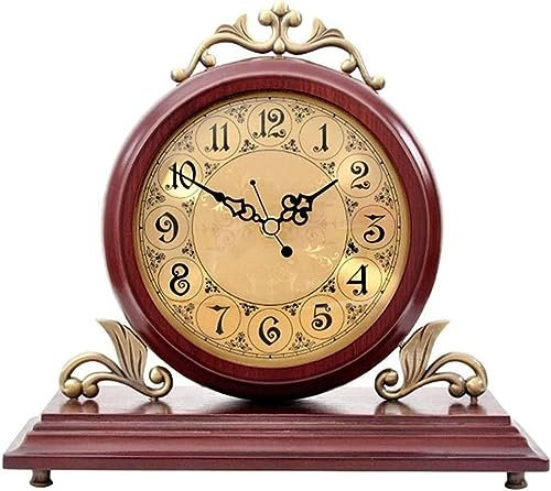 NSTVVEE Reloj de repisa Decorativo de Madera Vintage, Reloj de Chimenea con diseño de Madera, Reloj de Chimenea a Pilas para Sala de Estar, Escritorio de Oficina y Chimenea.