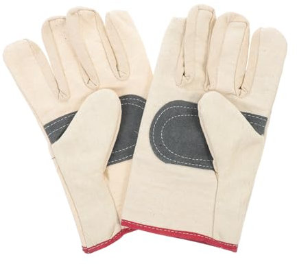 TOPBATHY Beige Double Layer Protective Work Gloves Canvas Cotton Yarn