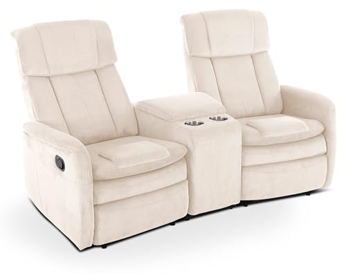 Raburg Maxx Fernsehsessel, 2 Personen Mikrofaser, mit Liegefunktion, Beige | manuelle Relaxfunktion, Taschenfederkern, Easy-Lift, Belastbarkeit ca. 150 kg, für 2 Personen, für Wohnbereich