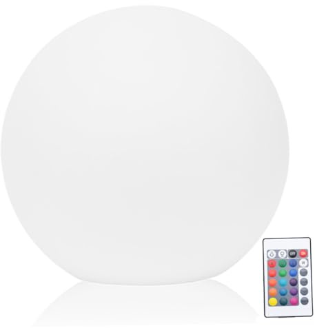 Veesper 12 Inch Dia. Solar Ball Lights Outdoor Rechargeable 16-Color Remote Control Globe Lamps, Impact-Resistant Waterproof Solar Garden Lights for Lawn, Patio, Pond, Pool & Night Décor