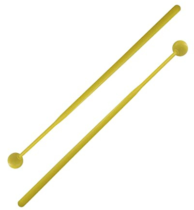 Geardeangloow 2 Stück Kunststoff Drum Percussion Sticks 30cm für Woodblock Kids Energy Chime Yellow 30x2.1cm
