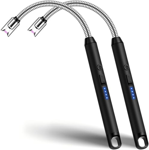 Candle Lighter 2 Pack, Long Reach Electronic BBQ Lighter, Electric USB C Rechargeable Lighters for Candles, Bbq Grill, Gas Stove