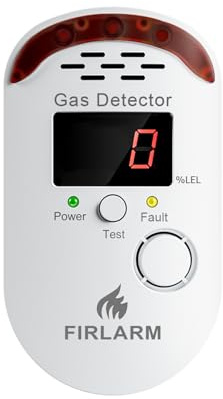 Firlarm Gas Leak Detector for Home, Plug-in Natural Gas Detector for Propane, Methane, Butane, LPG, Combustible Gas Alarm Monitor with LED Digital, Audible and Visual Alert, for Kitchen, RV, Garage