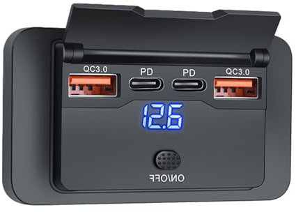 Zxfdsfdbnm Double USB Quick Charges Socket With Power Switches USB Charges Fast Charging Adapter For 12V/24V Vehicles Boats