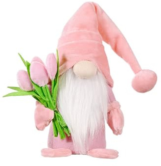 Tulip Rudolph Headless Doll Figure, Tulip Gnome, Mother's Day, Gnome Figures, Indoor Outdoor Patio Garden Attachment, Pink/Grey, Cute Home Decoration (Pink)