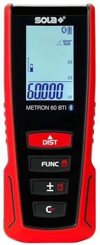 SOLA METRON 60 BTI – telemetro laser 60 m – distanziatore laser con sensore di inclinazione e funzione di pittura – trasferimento dati Bluetooth – misuratore laser con 10 funzioni di misurazione e