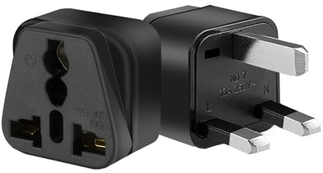 Strhowill 2 Pack 3-Pin UK Plug to 3-Pin AUS Socket Adapter Converter – 13A 250V,Travel Power Adaptor for Australia to UK Devices（Black） (UK plug TO 3 hole-BK-2PCS)