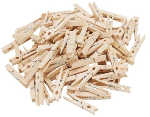 KEILEOHO 200 Pack Wooden Pegs Clothespins, 7.2 x 1 cm Large Wood Clips for Craft Projects, Photo Display, Home Decor