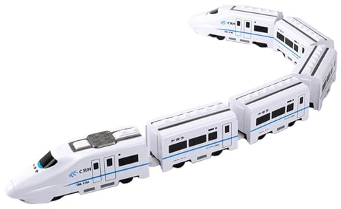 F Fityle Train Électrique Jouet, Modèle de Train de Simulation, Jouet Éducatif et Interactif, Trains à Grande Relié par Son et Lumières Intégrés pour Enfants de 3 Ans et Plus, 6 Voitures