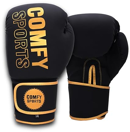 Bekväma boxningshandskar, professionell träning sparring, Muay Thai MMA kickboxning, Maya Hide, läder män kvinnor vuxna barn, tung boxningsväska vantar kuddar träningshandskar 10, 12, 14, 16 oz (guld